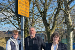 Cllrs John Sheard, Mark Thompsons and Liz Smaje unvail road safety proposals on Windmill Lane